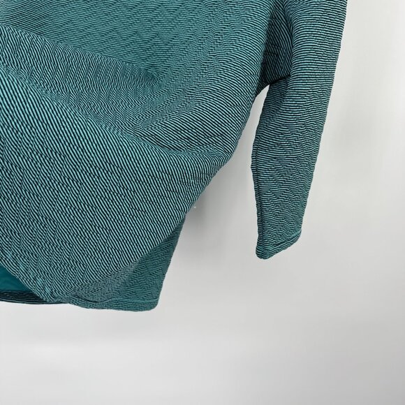 Chicos 2 Weekends Womens Turquoise Textured Knit top shirt Size large 3/4 sleeve - Picture 7 of 10